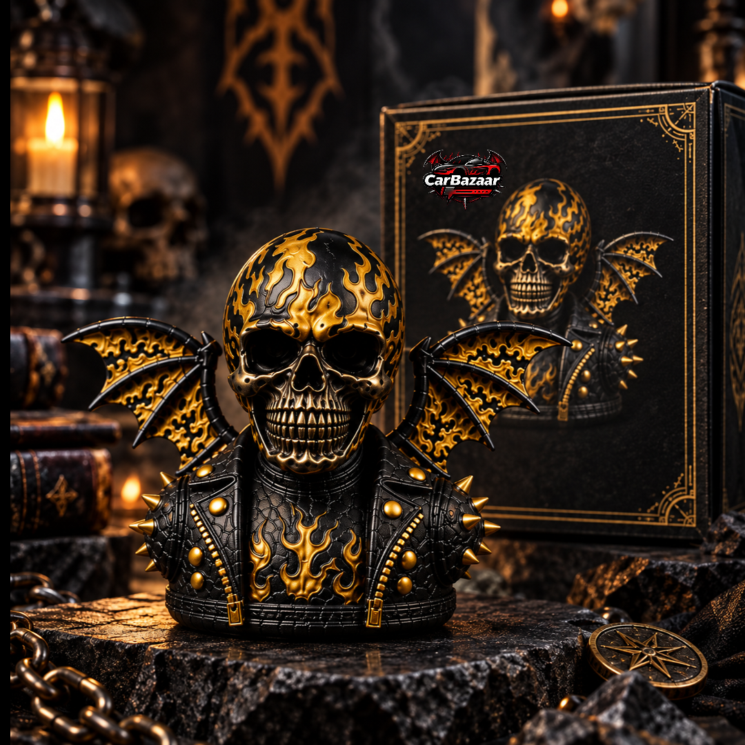 Flame Skull Demon – Gothic Resin Figurine - Image 3