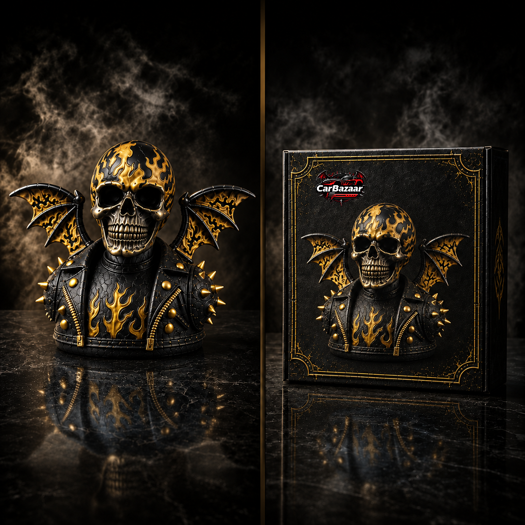 Flame Skull Demon – Gothic Resin Figurine - Image 4