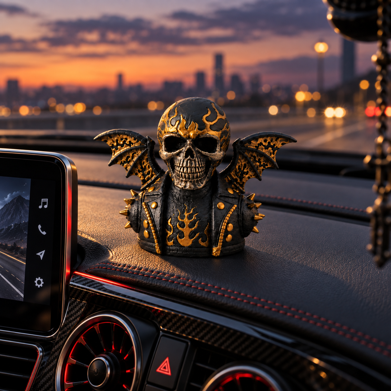 Flame Skull Demon – Gothic Resin Figurine - Image 5