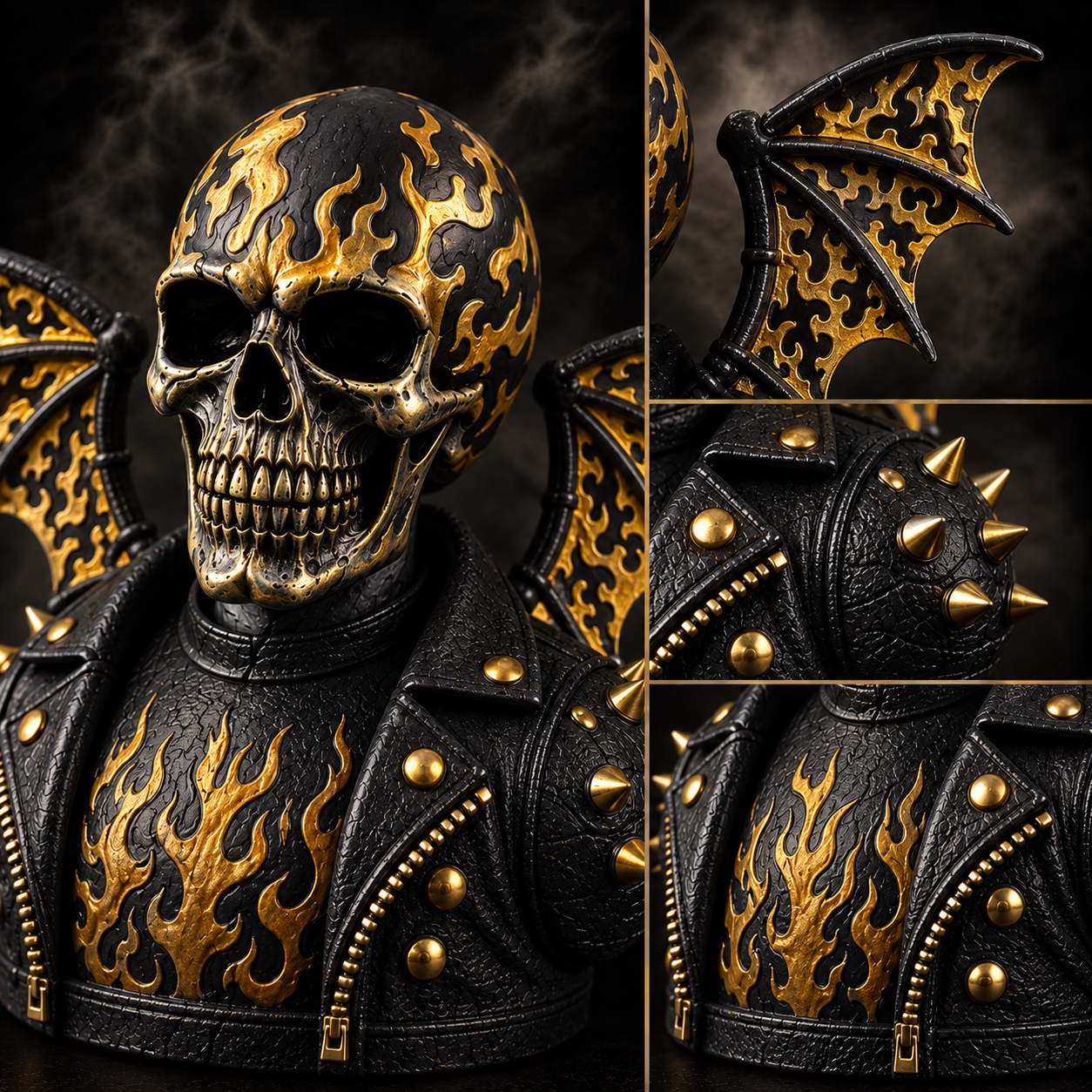 Flame Skull Demon – Gothic Resin Figurine - Image 9