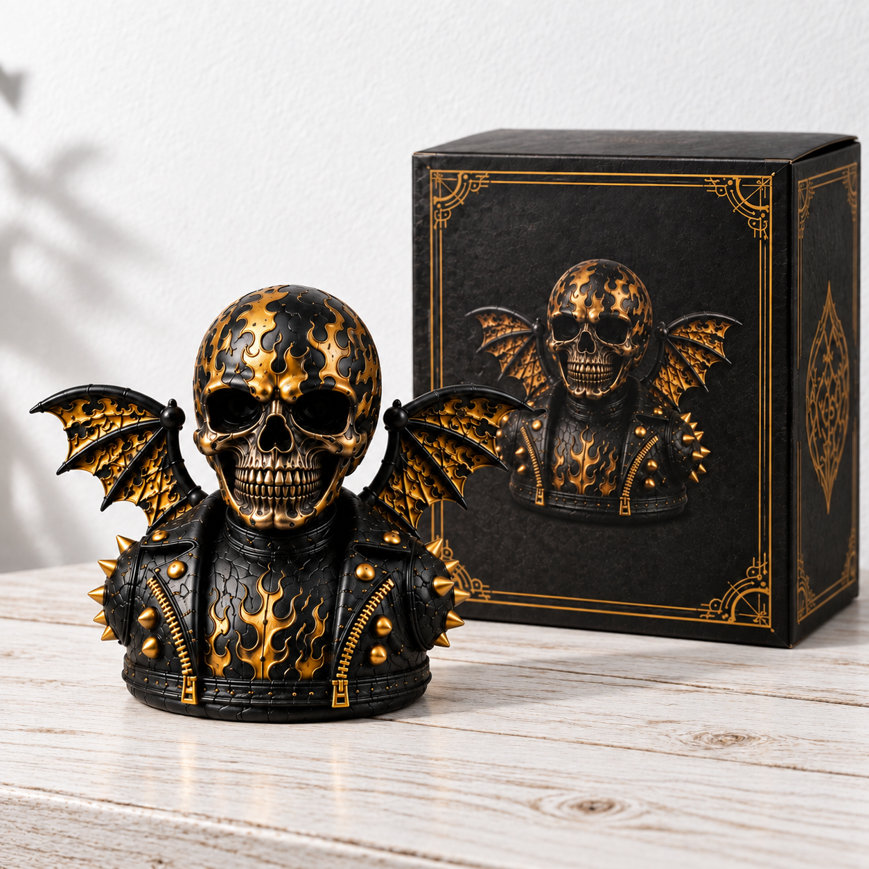 Flame Skull Demon – Gothic Resin Figurine